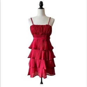 New Y2K vintage ruffle spaghetti strap tiered semi formal dress